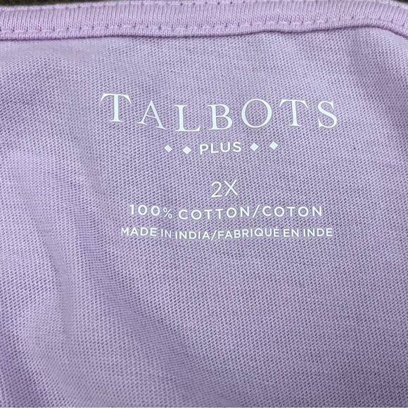 Talbots Lavender Cotton Blouse Embroidered Long Sleeve Plus Sz Shirt Sz 2X - Picture 6 of 7